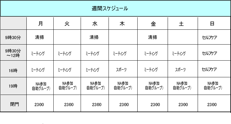 デイケア事業　週間スケジュール